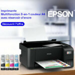 Imprimante Multifonction à réservoir intégré 3en1 couleur Epson ECOTANK  L3210 / USB + Un Cadeau Offert + Une Bouteille d'encre Noire Offerte